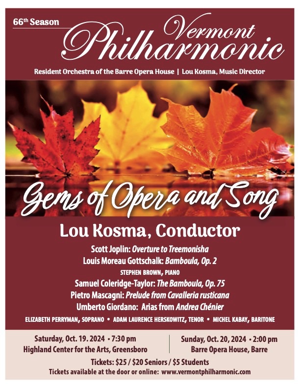 Vermont Philharmonic Fall Concert Poster