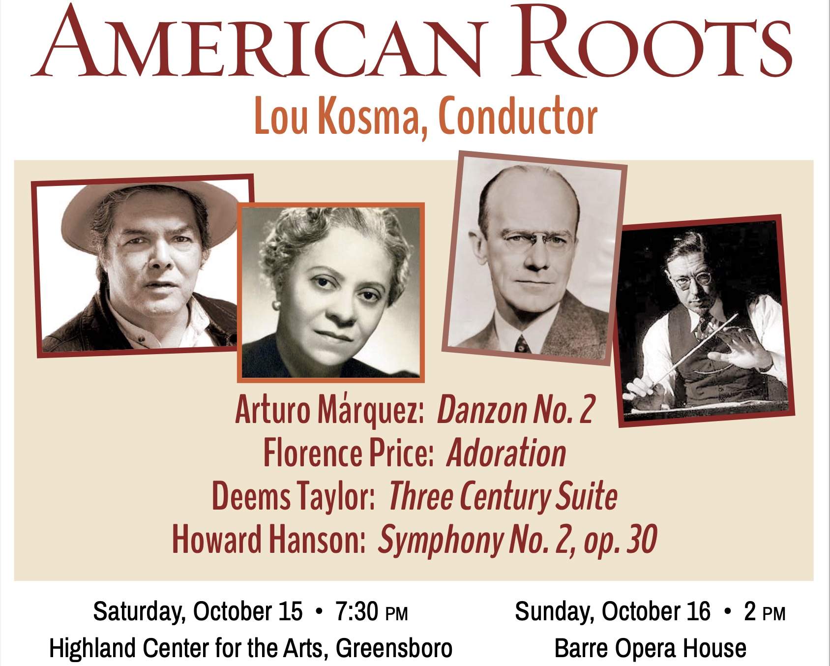 Poster of American Roots Concert October 15 & 16, 2022.