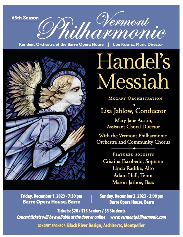 Poster of Messiah Concert with a winged angel.