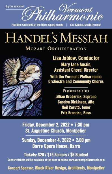 poster of Handel's Messiah with picture of angel